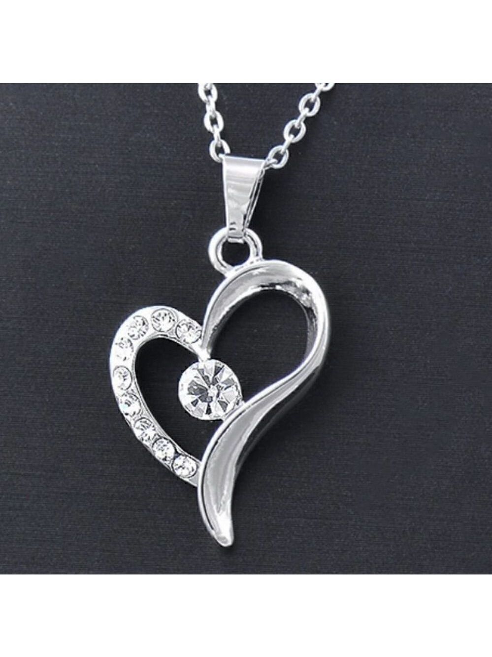 Simple Style Heart Shaped Chain and Pendant in Titanium Inlay Rhinestone…